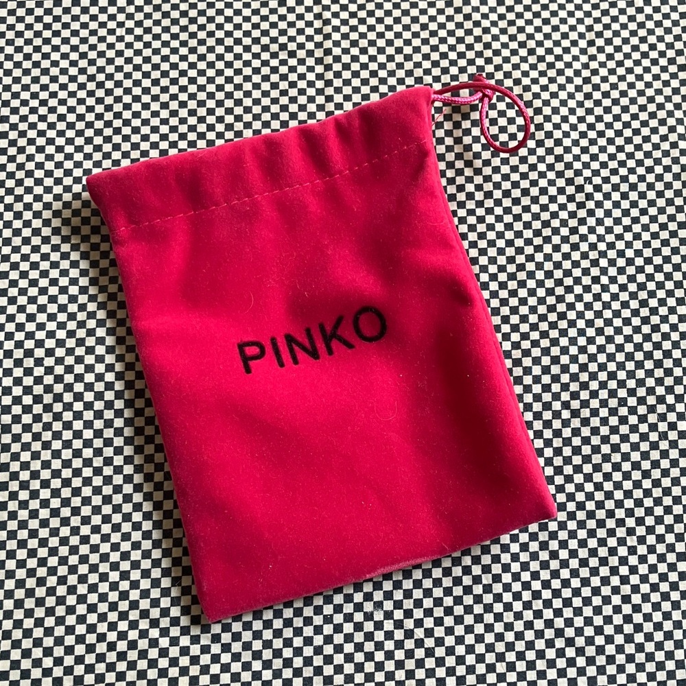 Pinko Small Velvet Drawstring Pouch in Deep Pink